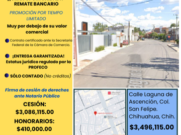 ¡¡Gran Oportunidad!! Remate Bancario-Col. San Felipe V Etapa-Chihuahua,Chihuahua