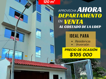 VENDO DEPARTAMENTO AL COSTADO DE LA UDEP URB.LAGUNAS DEL CHIPE