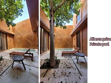 Casa con alberca privada, amueblada, sala de doble altura, venta Centro de Mérida