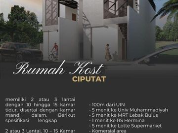 JUAL Kosan 10 KAMAR, Dekat KAMPUS UIN, Kost, Cirendeu Ciputat, Kota Tangsel Tangerang Selatan DIJUAL