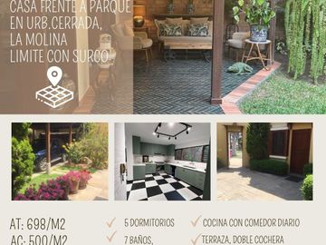 Venta casa frente a parque en Urb. La Fontana, La Molina (Limite con Camacho y Golf Los Inkas)