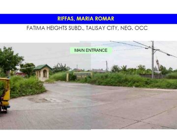 𝐏𝐑𝐎𝐏𝐄𝐑𝐓𝐘 𝐅𝐎𝐑 𝐒𝐀𝐋𝐄  𝐢𝐧  Fatima Heights Subdivision, Brgy. Zone 12-A, Talisay City, Negros Occidental