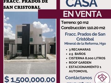 🔴🔴EN VENTA🔴🔴 🏠Excelente Casa ubicada en Prados de San Cristóbal, Mineral de la Reforma, Hgo🏠🏠