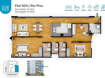 DEPARTAMENTO DE 107M2 – 2DORM. - LAS GARDENIAS – SURCO