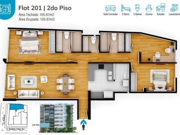 DEPARTAMENTO DE 105M2 – 2DORM. – ESTUDIO - LAS GARDENIAS – SURCO