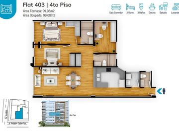 DEPARTAMENTO 99.08M2 – 2DORM. – ESTUDIO - LAS GARDENIAS – SURCO