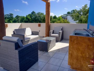 Casa con alberca y jardín cerca de la playa, venta, el Cielo, Playa del Carmen.