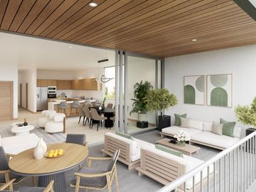 102 Cumbayá. Miravalle. Departamentos con patio y balcón. Departamento 2 Dormitorios 130,63 m  más jardín 21,80 m