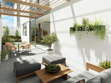 102 Cumbayá. Miravalle. Departamentos con patio y balcón. Departamento 2 Dormitorios 130,63 m  más jardín 21,80 m