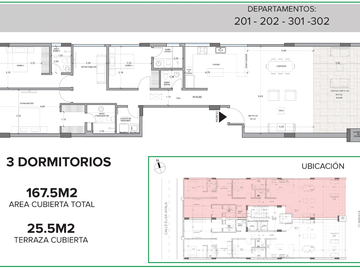 201 Cumbayá. Miravalle. Departamentos con patio y balcón. Departamento 2 ó 3 Dormitorios 167,50 m  más balcón 25,80 m