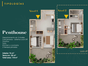 Penthouse de 2 Recámaras Lock-Off  en Tulum