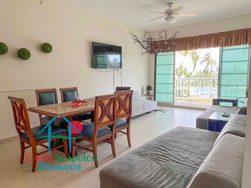 Suite en venta amueblada con terraza, vista al lago y áreas comunes