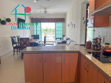 Suite en venta amueblada con terraza, vista al lago y áreas comunes