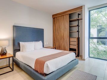 Departamento de 3 habitaciones amueblado frente al parque La Ceiba en Playa del Carmen