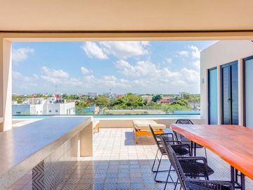 Departamento de 3 habitaciones amueblado frente al parque La Ceiba en Playa del Carmen