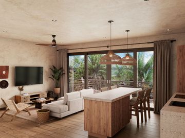 PRE VENTA DEPARTAMENTO CON LOCK OFF, JARDIN Y PISCINA PRIVADA, A UNOS PASOS DE LA LAGUNA DE BACALAR