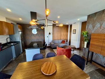 Departamento amueblado en venta de una recámara tipo loft en Torre Baga, Zona Angelopolis Atlixcayotl, Puebla