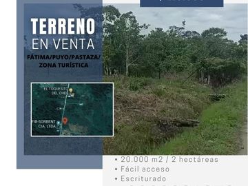 VENDO 2 HECTÁREAS DE TERRENO EN SECTOR TURÍSTICO FÁTIMA, PUYO, PASTAZA