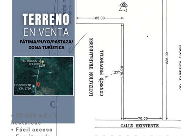VENDO 2 HECTÁREAS DE TERRENO EN SECTOR TURÍSTICO FÁTIMA, PUYO, PASTAZA
