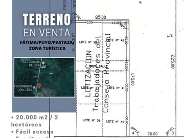 VENDO 2 HECTÁREAS DE TERRENO EN SECTOR TURÍSTICO FÁTIMA, PUYO, PASTAZA