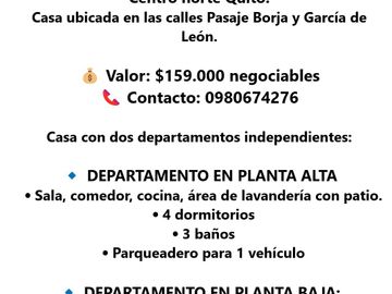 Casa rentera en venta en el sector Las Casas Bajo, centro norte de Quito