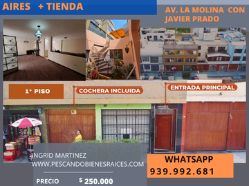 VENDO  1ER PISO - TIPO CASA INDEPENDIENTE INDEPENDIENTE - AV. LA MOLINA CON SANTA PATRICIA LA MOLINA