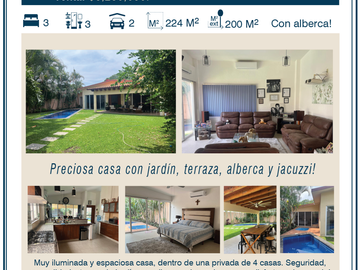 Disfruta a tu familia en esta preciosa casa en Cuernavaca! 3 recs, terraza y alberca privada. Simplemente lo mejor!