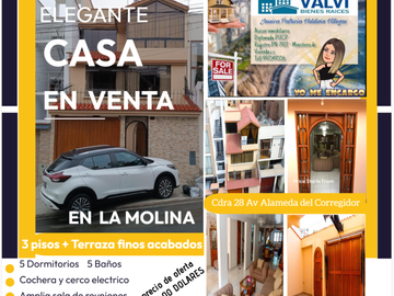 Casa en La Molina se vende de 3 pisos + Terraza