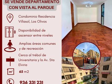 EN VENTA DEPARTAMENTO EN EL CONDOMINIO VILLASOL, LOS OLIVOS