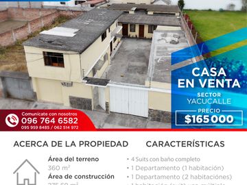VENTA CASA RENTERA EN YACUCALLE