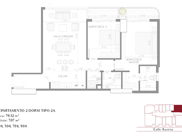 304 Excelente Inversión: República de El Salvador Departamento 2 Dormitorios 79,32m + 7,07m balcón de Venta. A Estrenar!
