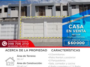 Venta Casa Nro. 6 Sector Yuyucocha - Ibarra