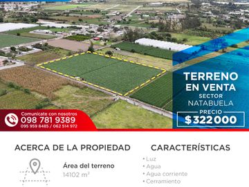 LOTE DE TERRENO DE VENTA EN NATABUELA