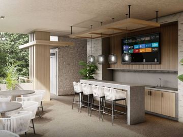 Penthouse cerca de la playa, terraza común con vista al mar, alberca, area de asador y gimnasio, adaptado para silla de ruedas, en pre-construccion, v