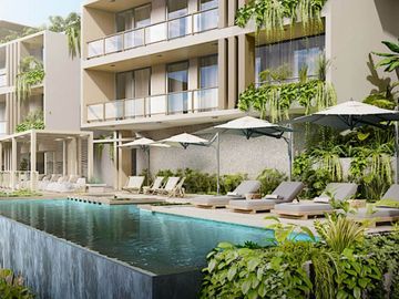 Penthouse cerca de la playa, terraza común con vista al mar, alberca, area de asador y gimnasio, adaptado para silla de ruedas, en pre-construccion, v