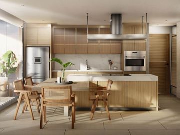 Penthouse cerca de la playa, terraza común con vista al mar, alberca, area de asador y gimnasio, adaptado para silla de ruedas, en pre-construccion, v