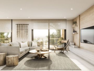 Penthouse cerca de la playa, terraza común con vista al mar, alberca, area de asador y gimnasio, adaptado para silla de ruedas, en pre-construccion, v