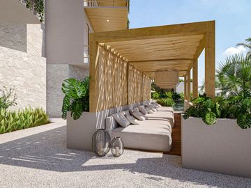 Penthouse cerca de la playa, terraza común con vista al mar, alberca, area de asador y gimnasio, adaptado para silla de ruedas, en pre-construccion, v