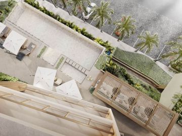 Penthouse cerca de la playa, terraza común con vista al mar, alberca, area de asador y gimnasio, adaptado para silla de ruedas, en pre-construccion, v