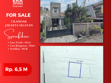 Dijual Cepat! Rumah 2 Lantai Strategis di Cilandak Jakarta Selatan (LT 301 m² Rp6,5 M)