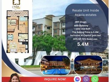 2BR Condo with Parking At Cedar Crest Resale unit Inside Acacia estates taguig