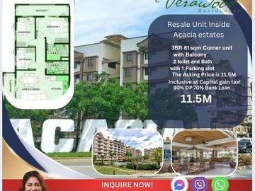Resale unit 3BR Condo with Parking at Verawood Acacia Taguig DMCIHOMES