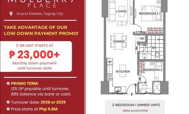 2 Bedroom Condo for sale newest pre-selling j in Acacia Estate, Taguig city