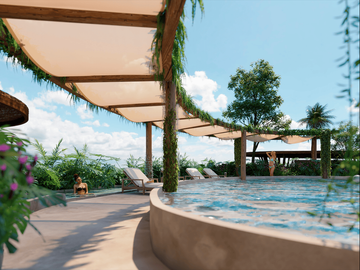DEPARTAMENTO AMUEBLADO CON ALBERCA A METROS DE LA PLAYA EN TULUM
