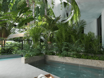 DEPARTAMENTO AMUEBLADO CON ALBERCA A METROS DE LA PLAYA EN TULUM