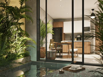 DEPARTAMENTO AMUEBLADO CON ALBERCA A METROS DE LA PLAYA EN TULUM