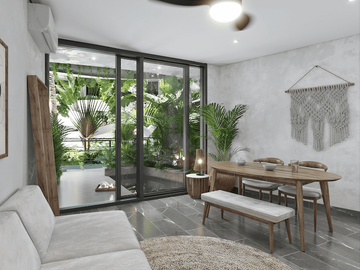 DEPARTAMENTO AMUEBLADO CON ALBERCA A METROS DE LA PLAYA EN TULUM