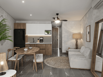 DEPARTAMENTO AMUEBLADO CON ALBERCA A METROS DE LA PLAYA EN TULUM