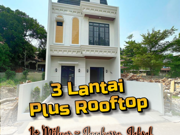 RUMAH MODERN 3 LANTAI (ADA ROOFTOP) 4 KT 4 KM LENTENG AGUNG JAGAKARSA JAKSEL 1 MILYAR-AN