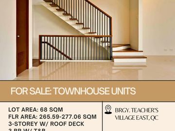 FOR SALE Townhouse units located in Brgy. Teacher's Village East, Quezon City